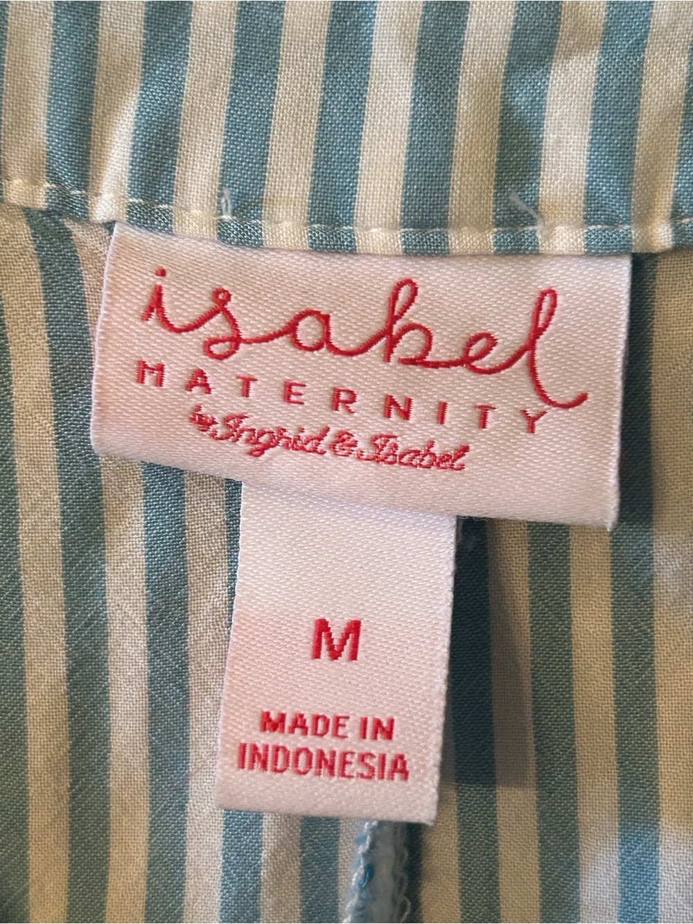 Ingrid & Isabel Light Blue White Button Down V Neck Maternity Shirt Top Size M - Picture 5 of 9